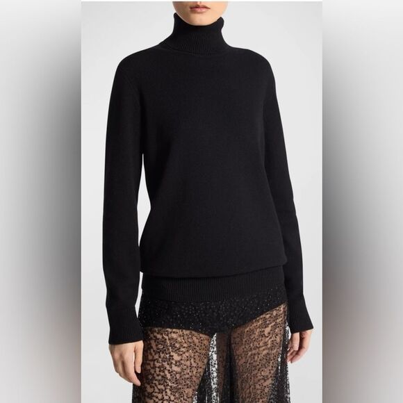 Neiman Marcus 100% cashmere Black Turtleneck Sweater, S - Picture 1 of 8